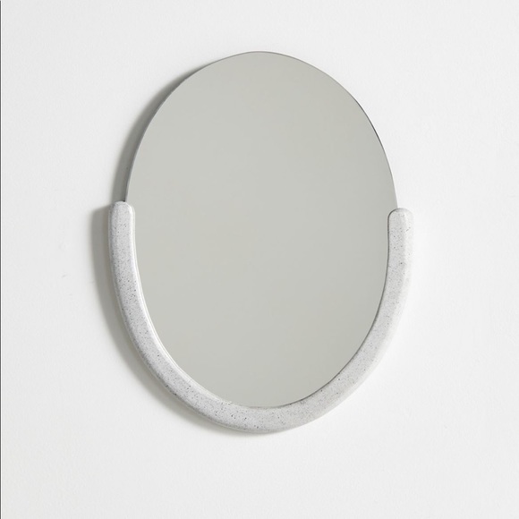 Elena Glass Wall Mirror w/ Speckled White Wooden Edge - Picture 3 of 8